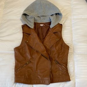 Brown leather vest